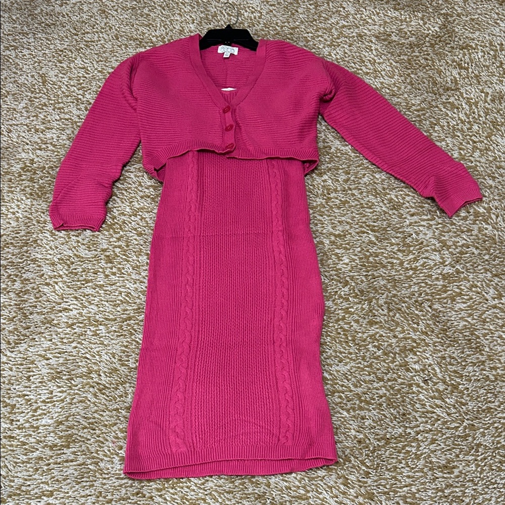 Sofia by Sofia Vergara Pink Knit Sweater Dress Set